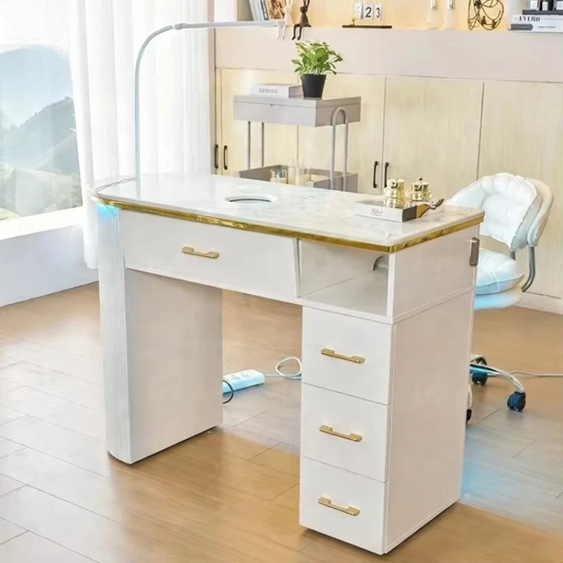 

Custom Salon Storage Professional Wood Single Manicure Table for Nail With Dust Collector