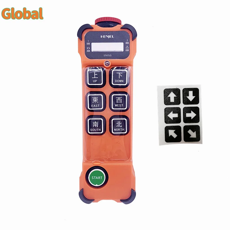 HENJEL H106 6 ปุ่มอุตสาหกรรมไร้สายวิทยุเครนรีโมทคอนโทรลรอกเหนือศีรษะ Bridge TRACK Crane CONTROLLER