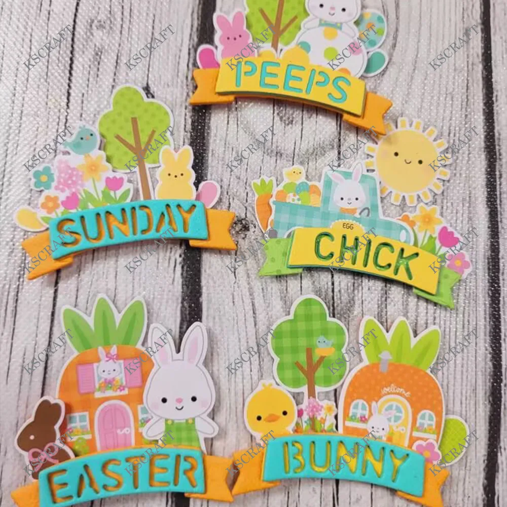 KSCRAFT Easter Banner Cutting Dies Stencils for DIY Scrapbooking Decorative Embossing DIY Paper Cards