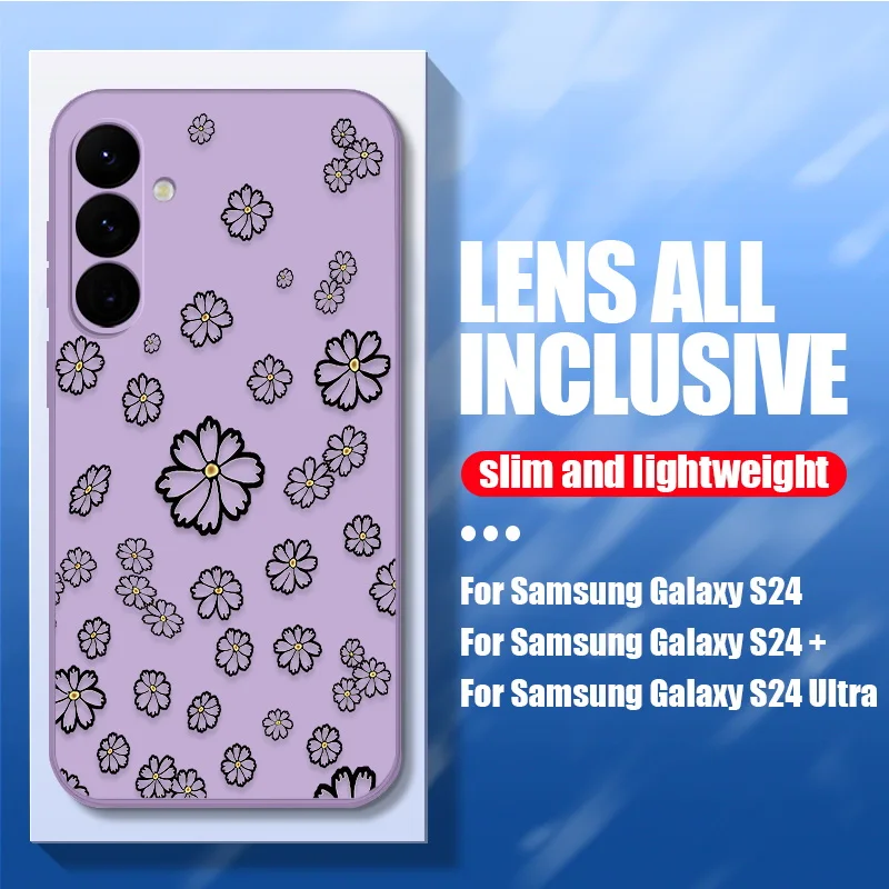 Flower Case For Samsung Galaxy S24 S25 S23 S22 Ultra S21 S20 FE A15 A25 A35 A55 A34 A36 A16 A17 A56 A54 5G Coque Lanyard Cover