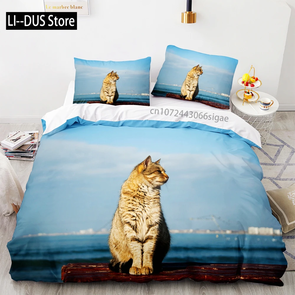 

Black cat Bedding Set Single Twin Full Queen King Size Cute cat Bed Set Aldult Kid Bedroom Duvetcover Sets 3D Anime Kawaii 036