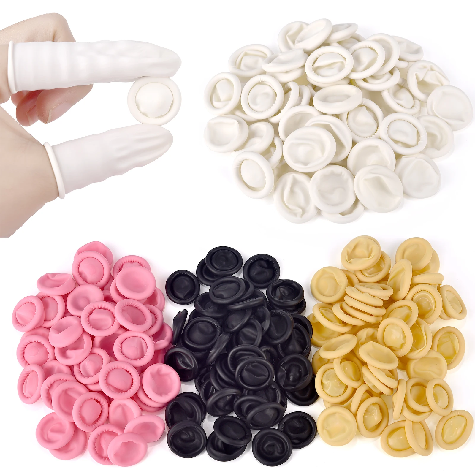 50pcs Disposable Latex Rubber Finger Cots Fingertips Protector Gloves Anti-Static For Watch Repair Tool Non-Slip Cleaning