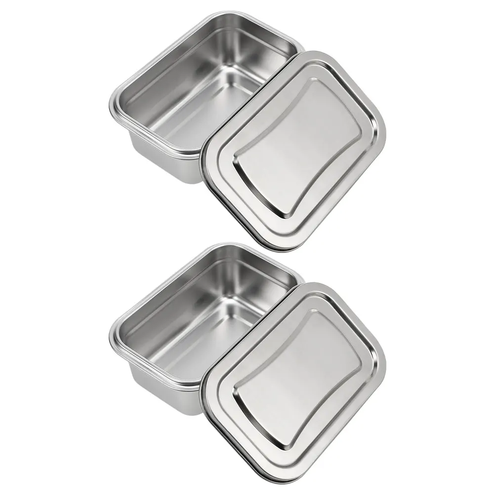 

2 Pcs Stainless Steel Ice Cream Box Food Storage Containers Homemade Fruit Keepers