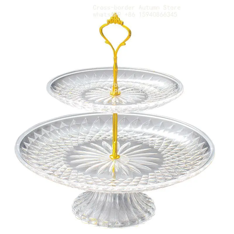 European plastic three-layer fruit plate blue living room two-layer multi-layer cake rack household candy dried fruit snack tray