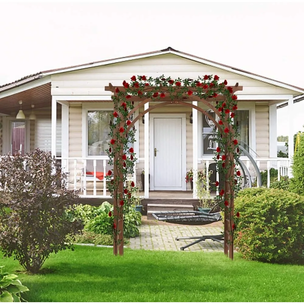 

Wooden Garden Arbor Arch, Pergola Archway for Wedding Ceremony Decoration Pergola Plant Climbing Rose Vines Lawn Courtyard