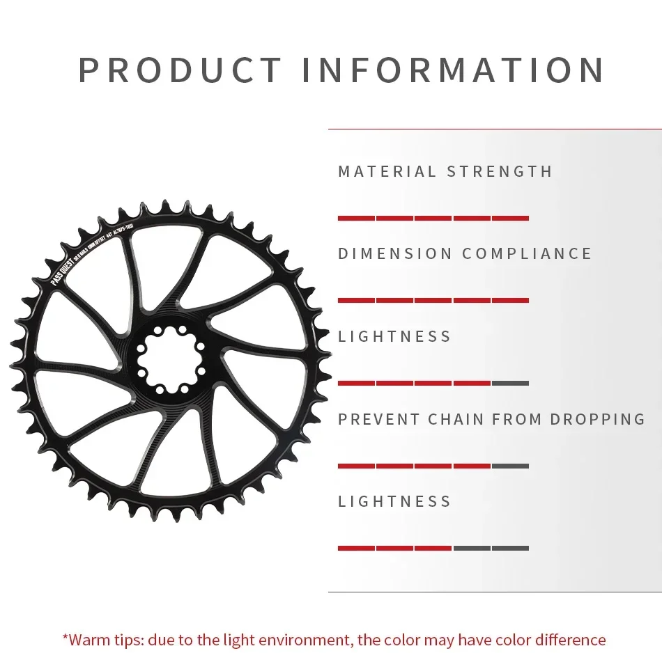 PASS QUEST- 6mm offset 8 Bolt Direct Mount Chainring Narrow Wide Chainring Chainring Round 38T-46T for 8 Bolt FORCE RE XX SL