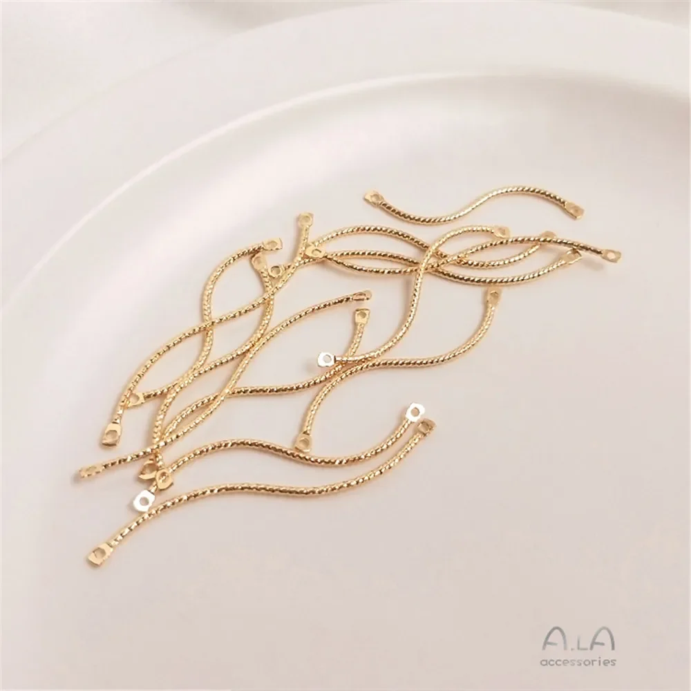 1 шт., 14 К позолоченная партия, пряжа, волнистая нить, витой стержень, двойной подвесной S-образный подвесной стержень, аксессуары для сережек «сделай сам»