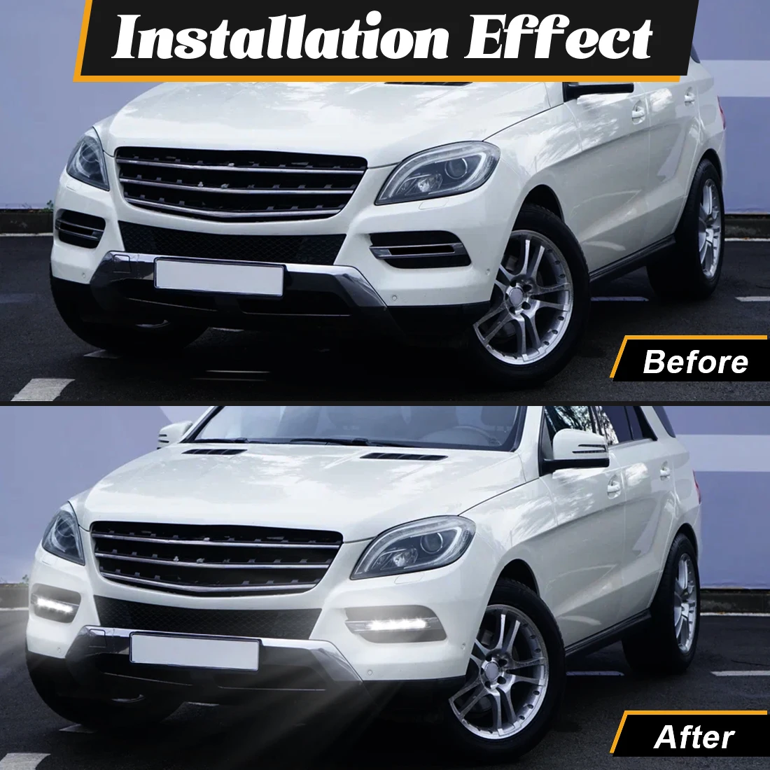 2pcs Daytime Running Light For Mercedes Benz W166 ML350 ML400 X204 GLK350 DRL Headlight Driving Fog Lamp 2049065401 2049065501 view 6