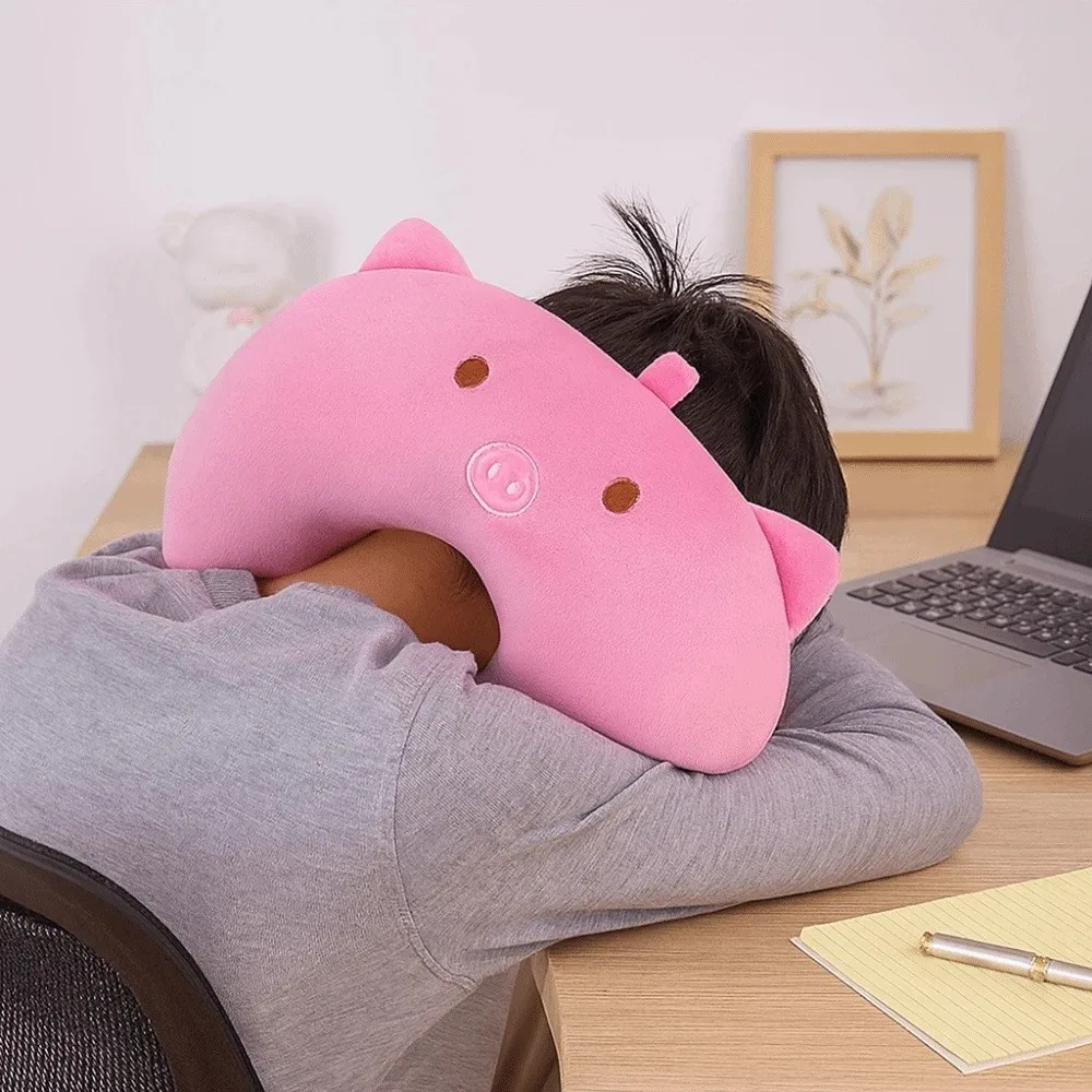 

Cute Portable U-shaped Pillow Cartoon Animal Soft Neck Pillow with Eye Mask Slow Rebound Travel Pillow Traveling