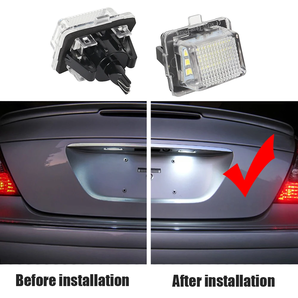 جديد خطأ مجاني LED لوحة ترخيص السيارة مصابيح كهربائية اكسسوارات لمرسيدس بنز W212 S212 W204 S204 C207 A207 W221 C E S CL Class #5