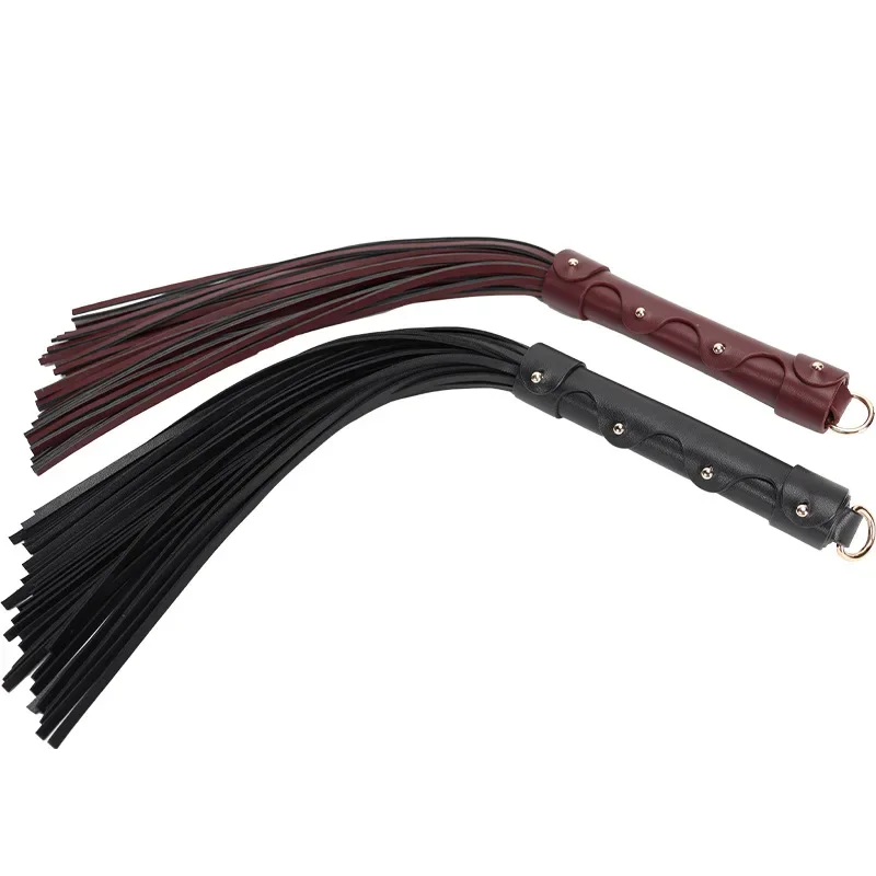 PU Leather Horse Whip,Handmade Suede Flogger Bull Whip Cowhide Horse Riding Whip 52CM