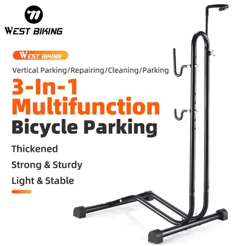 WEST BIKING 3 In 1 Bicycle Parking Rack Multifunctional Bike Indoor Garage Storage Stand MTB Road Bike Maintenance Repair Stand