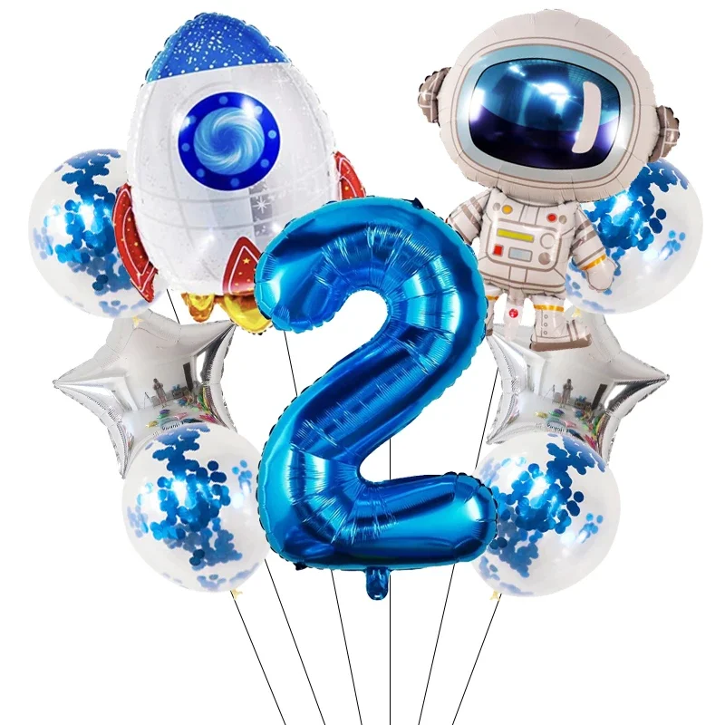 Astronauten-Weltraum-Thema Zahlenballon-Set für Jungen Kindergeburtstag Babyparty Galaxie Weltraum-Dekor Zubehör – Detail 3