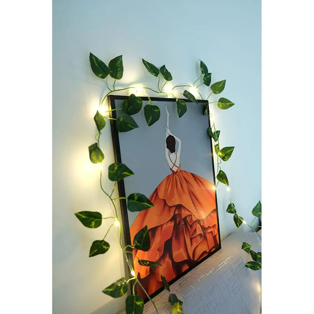 Led Green Rattan String Lights Portable Artificial Simulation Vine Fairy Light For Room Decoration