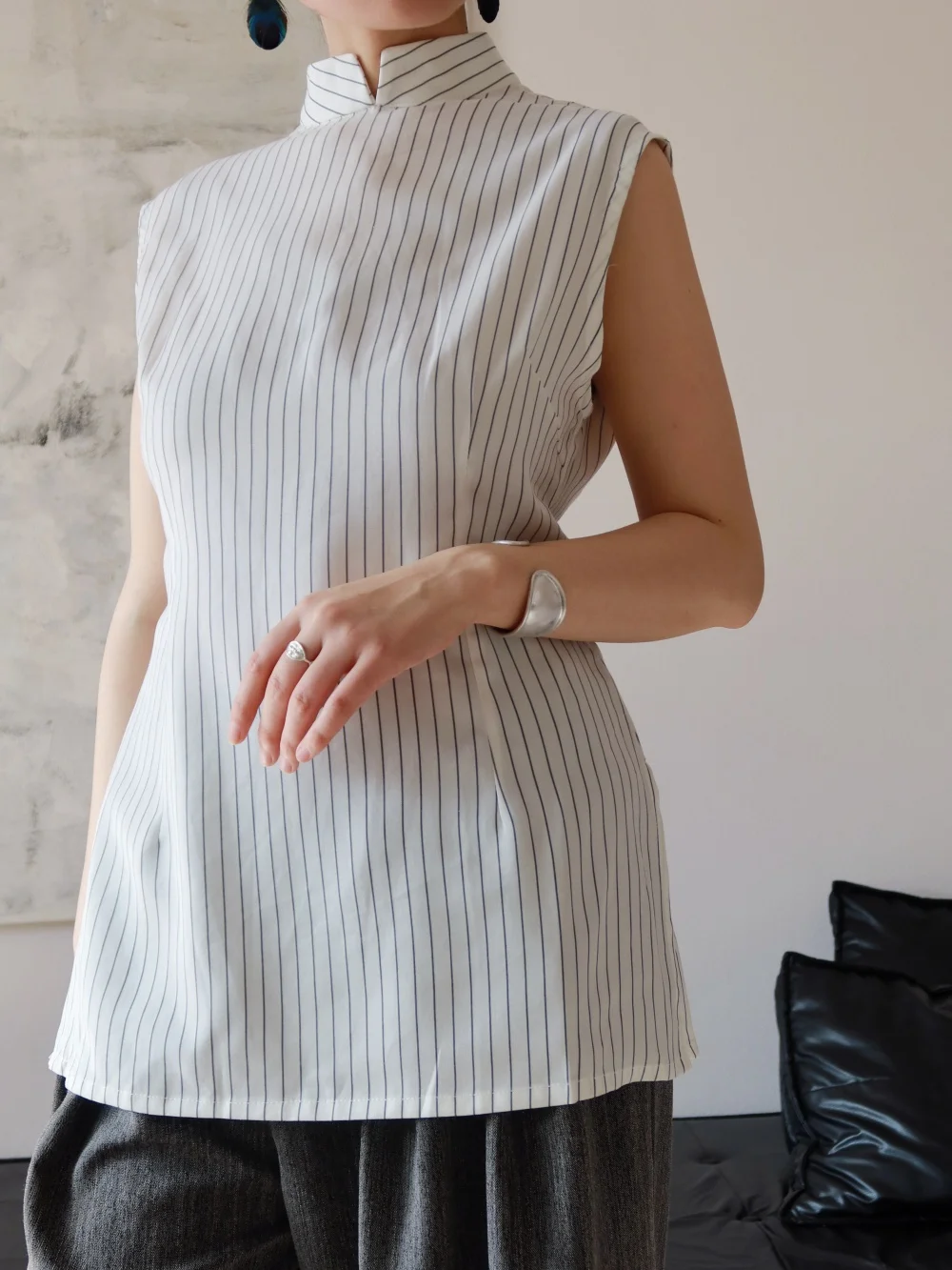 

Женская юбка-миди TAORAN в полоску с низким разрезом, облегающая, тонкая, для повседневной носки