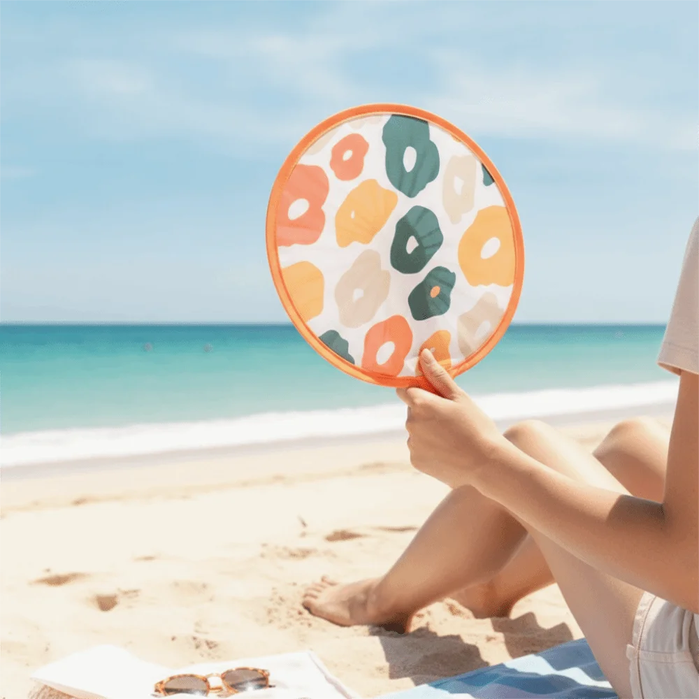 Decorative Japanese Style Portable Folding Fan Mini Collapsible Handheld Fan with Pocket Colorful Round Fan Summer