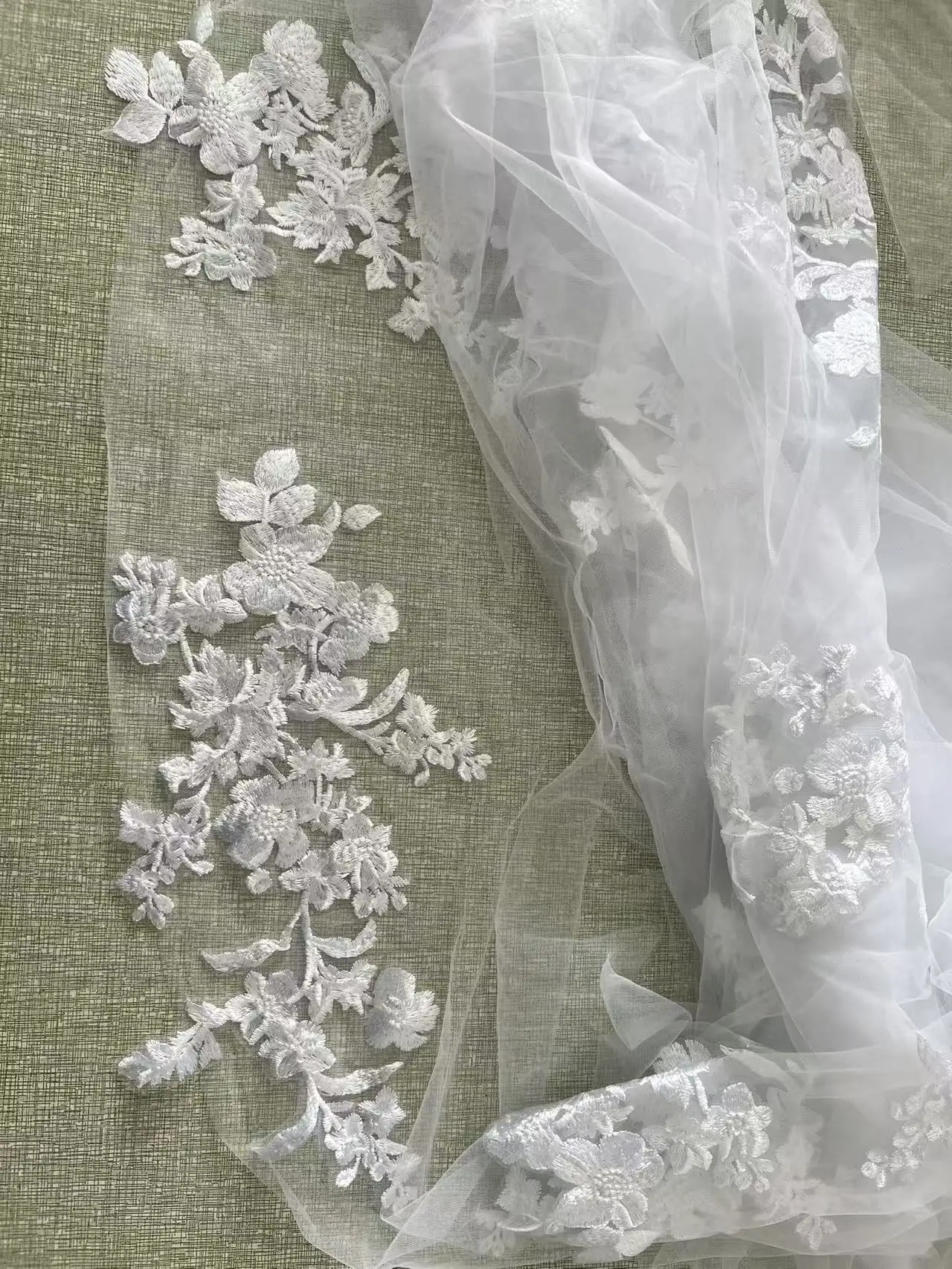 Velo de novia largo con apliques de encaje, longitud de catedral, lujoso velo de novia, accesorios de boda, 1 capa, 3M, 4M, 5M