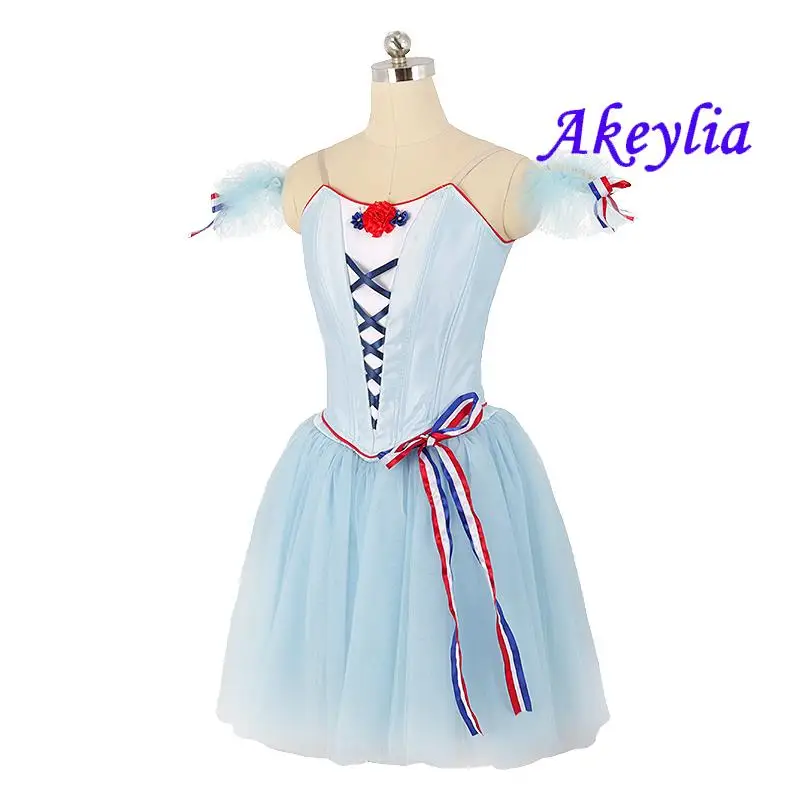 Sem elasticidade chamas separadas de paris profissional ballet tutu azul pálido saia personalizada fio macio estilo curto menina jnbl217