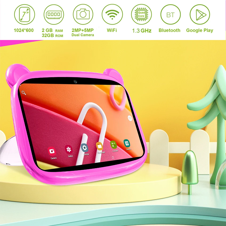 Tableta de aprendizaje para niños, dispositivo con Android 11, 2GB, 32GB, juguete educativo para niños pequeños, 7 pulgadas, cámaras duales HD