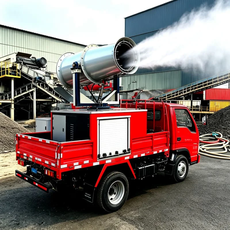 Rotating Mist Cannon Fog Dust Control Machine 60m Throw 350 Degree For Mining Construction Material Handling Yard Customized