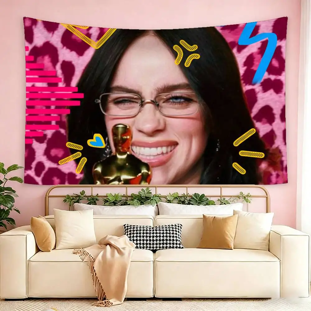 SINGER B-Billie E-Eilish Flags Wall Hanging Tapestry Outdoor Garage Room Decorative flag Background Blanket