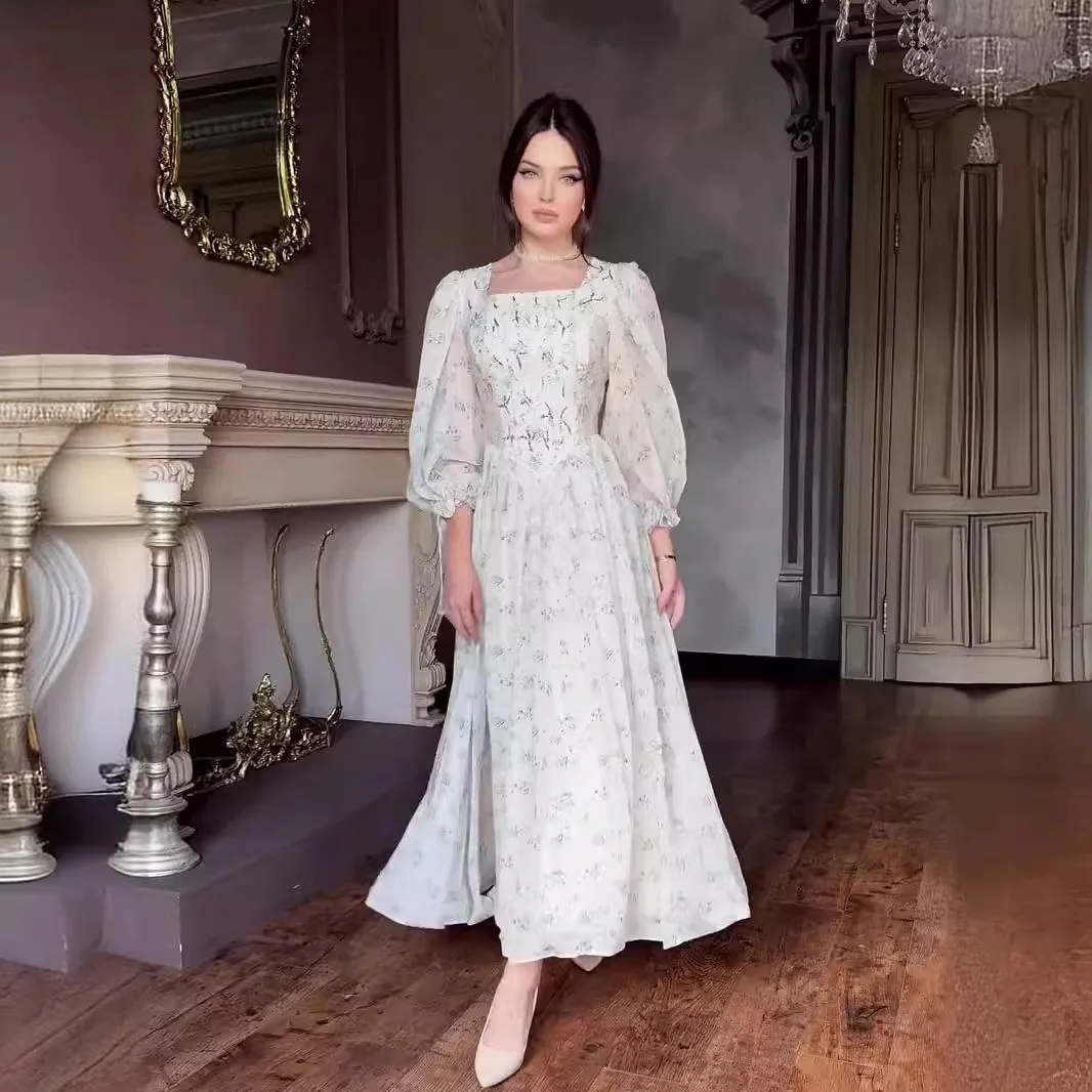 Ele الأزهار الجنية الرياح الخصر Cinching ساحة طوق مربوط طويل Dr موسم الصيف ألياف البوليستر محبوك غير النظامية Skir...