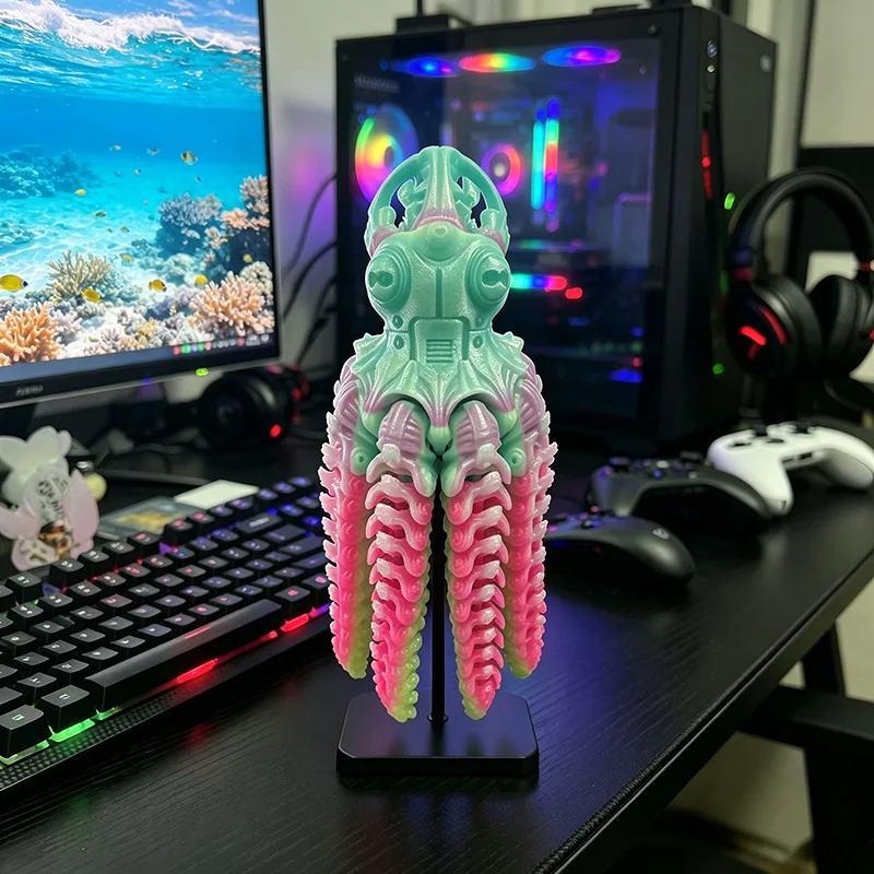 Mechanical Octopus Figurine Rotatable Head Movable Tentacles Customizable For Desktop Party Stress Relief Ornament