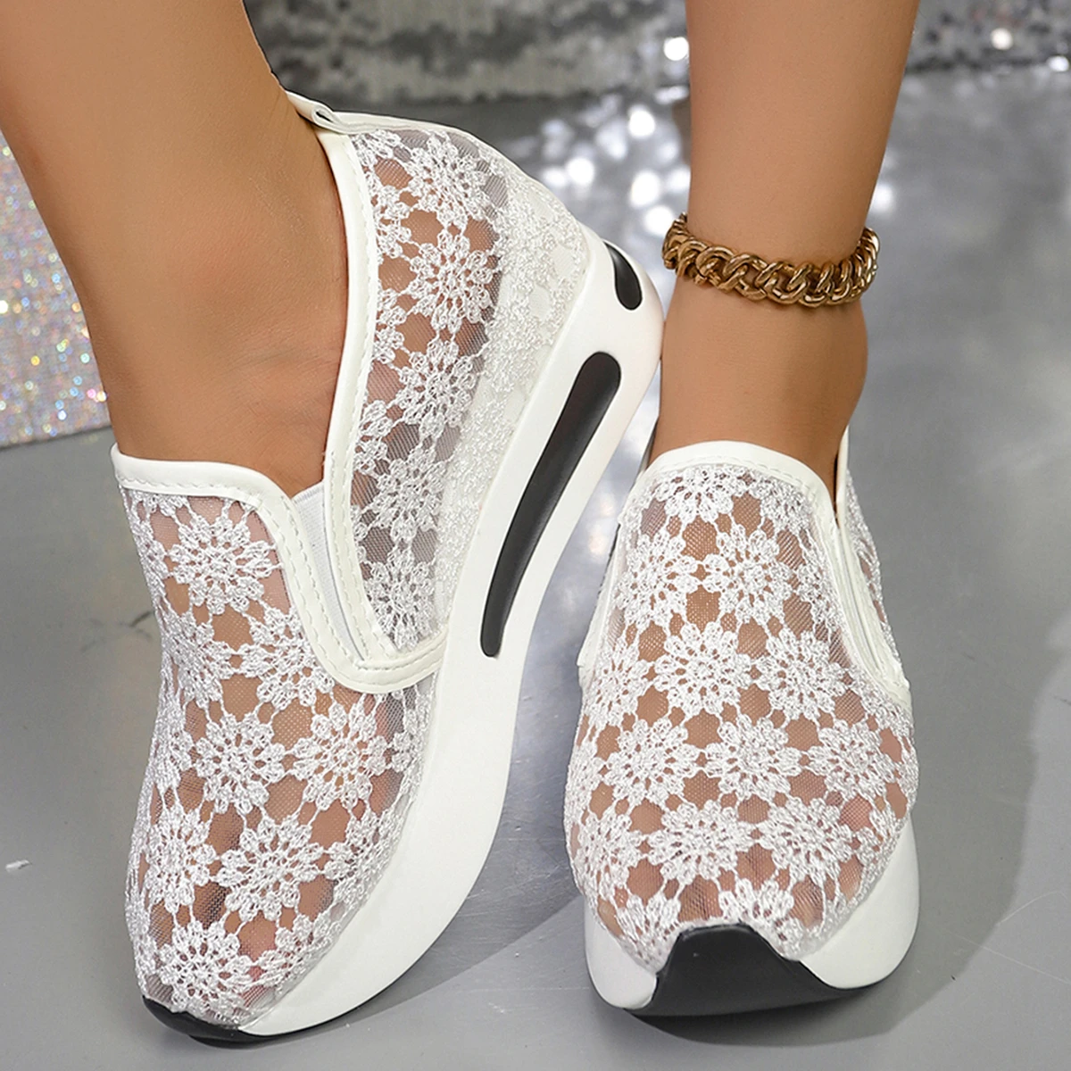 

Женские дышащие легкие кроссовки на платформе, весна-лето 2024, модная повседневная обувь с вышивкой и низким берцем, Zapatillas