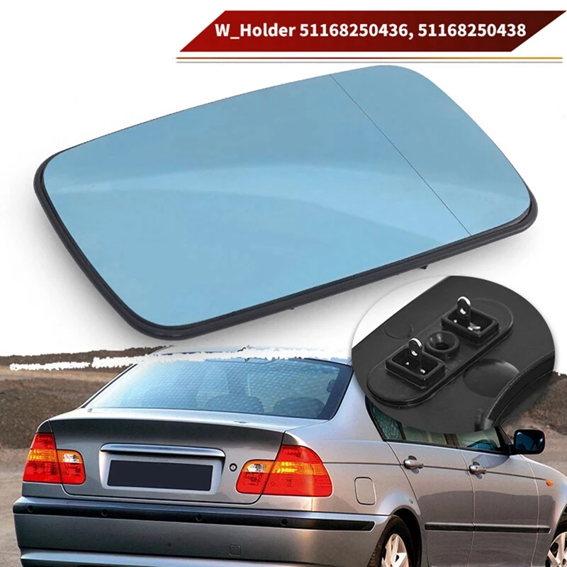 Super Sale Driver/Passenger Side Mirror Glass Blue for BMW E46 E39 Tinted W/Holder Heated 51168250436, 51168250438