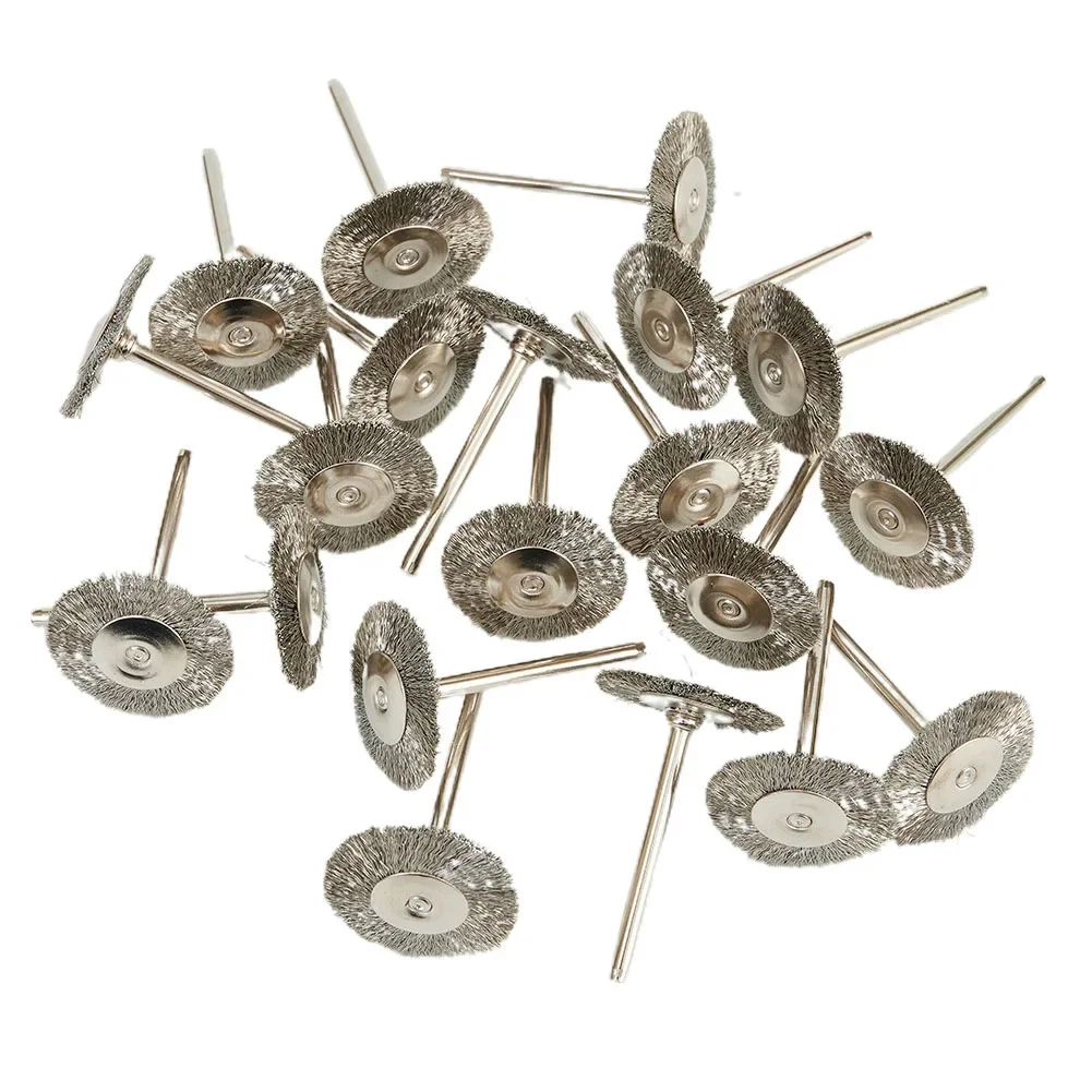 Spare Parts Metal Wheel 20pcs Set Scouring Wire Brushes Grinding Head Shank Cleaning Polishing Deburring Brush