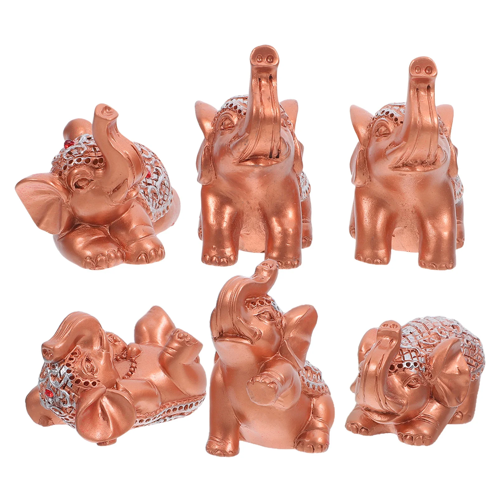 

6Pcs Resin Mini Elephant Statues Home Decoration Feng Shui Lucky Small Elephant Ornaments for Living Room Desk