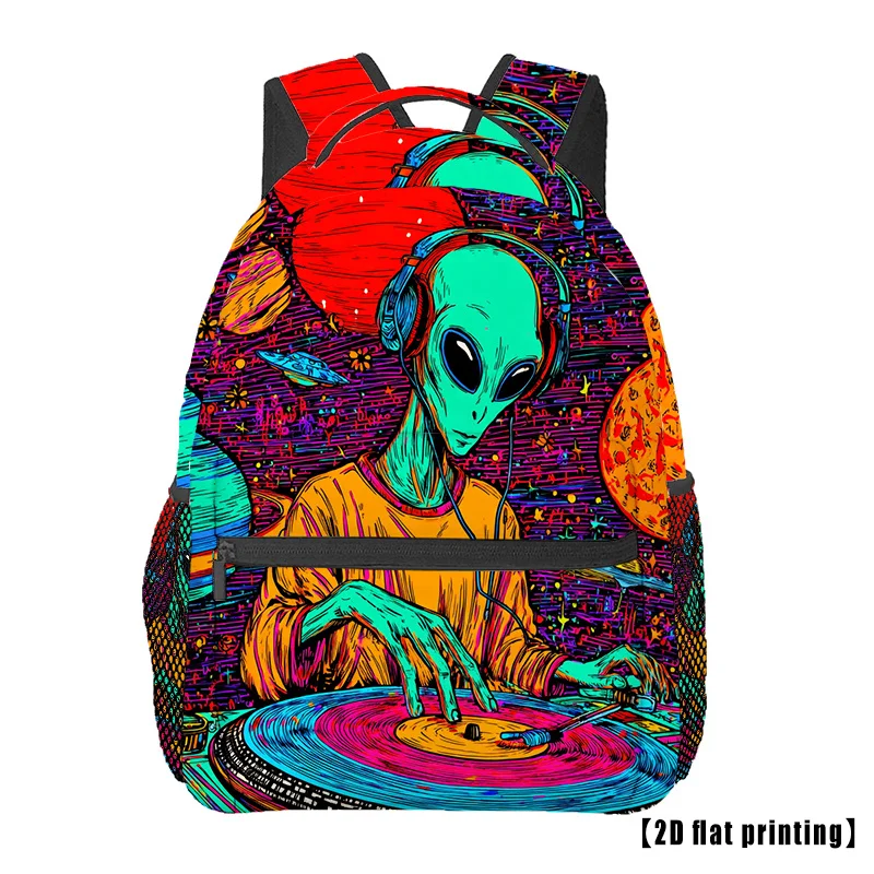 

Humorous DJ Travel Hiking Flat 2D Printed Backpack Laptop Unisex Casual Backpack Ideal for Beach Yoga Trips
