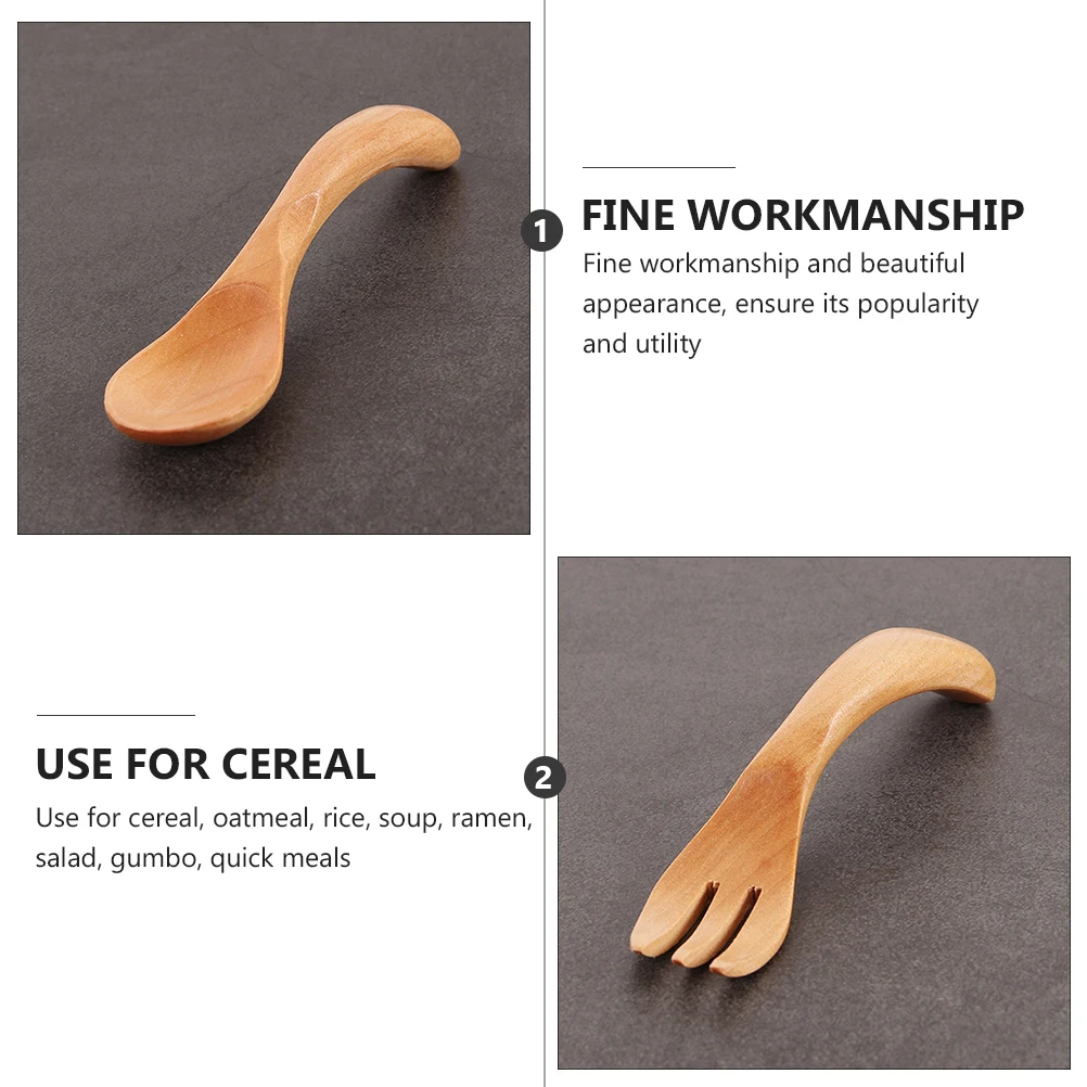 

Wooden 's Fork and Spoon Cutlery Convenient Flatware Cute Household Tableware Toddler