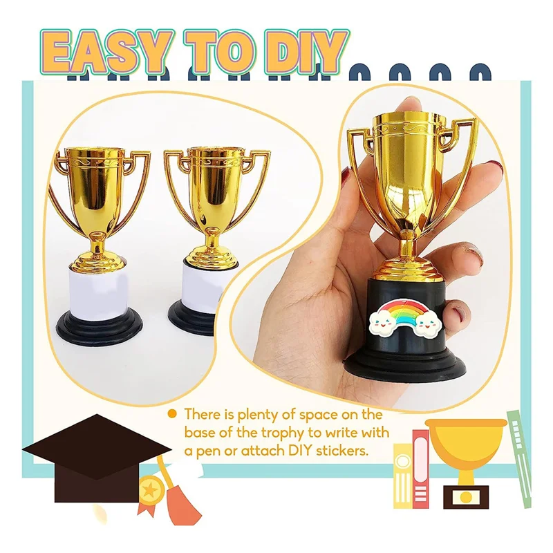 Practical 24 Pack Mini Trophy for Kids Awards,Plastic Gold Award Trophy Cups,For Party Favors,Rewards,Sports,Competitions