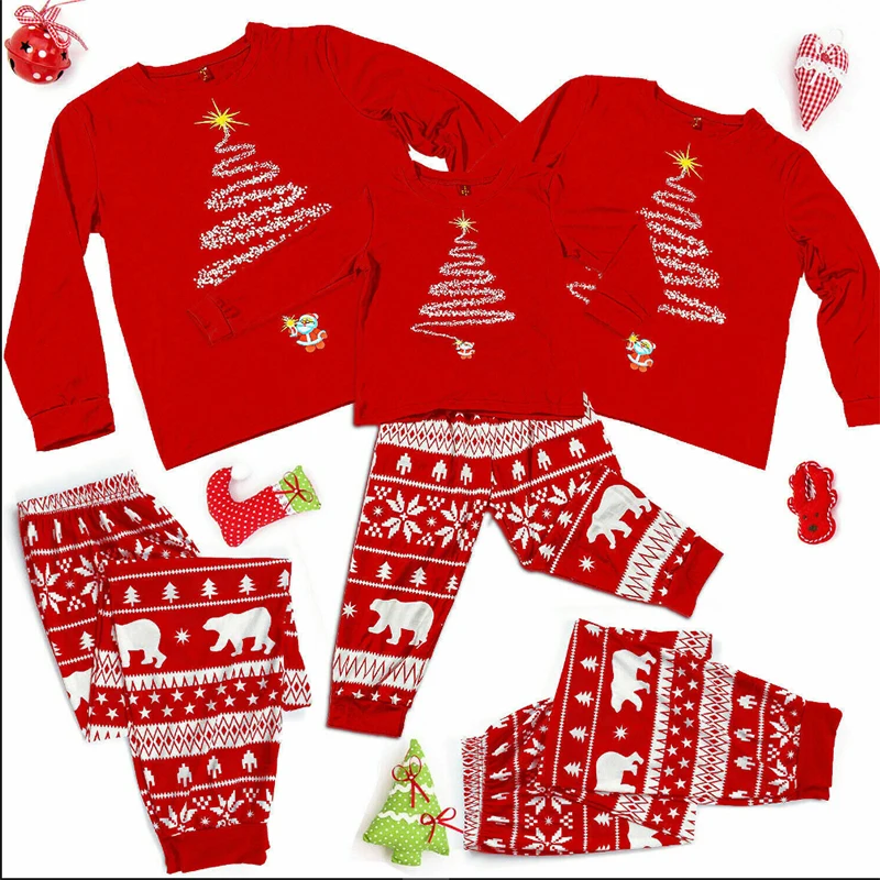 Family Christmas Pajamas 2024 Mother Father Kids Matching Clothes Look Outfit Mommy And Me New Year\'s Costumes Pyjamas