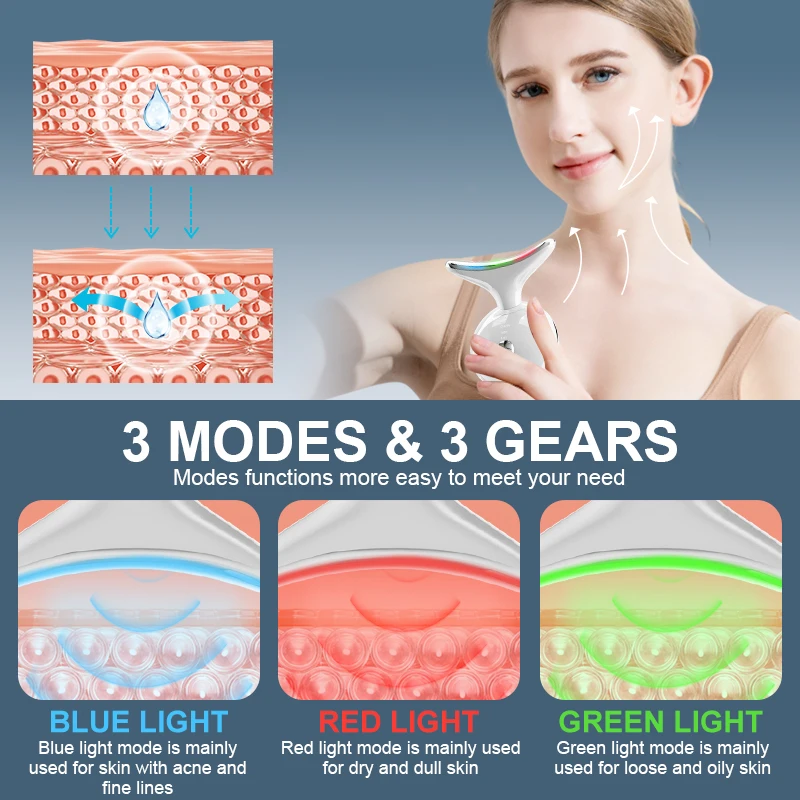 VLVEE أداة تجميل الرقبة الكهربائية EMS جهاز تجميل الوجه الساخن ضغط الوجه رفع مدلك أداة العناية بالبشرة مهرجان هدية