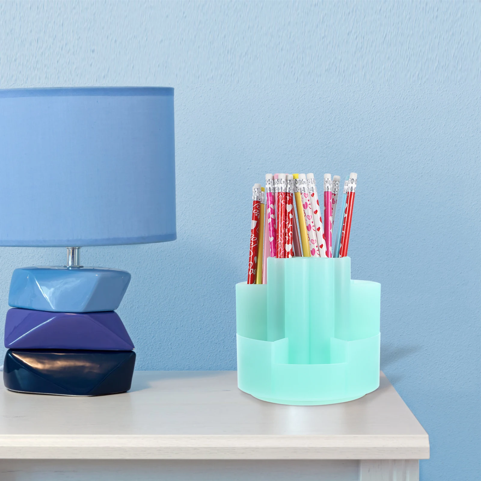 

Functional Rotating Desk Organizer 360 Degree Spinning Pen Pencil Holder Black Office School Home Desktop Stationery Supplies