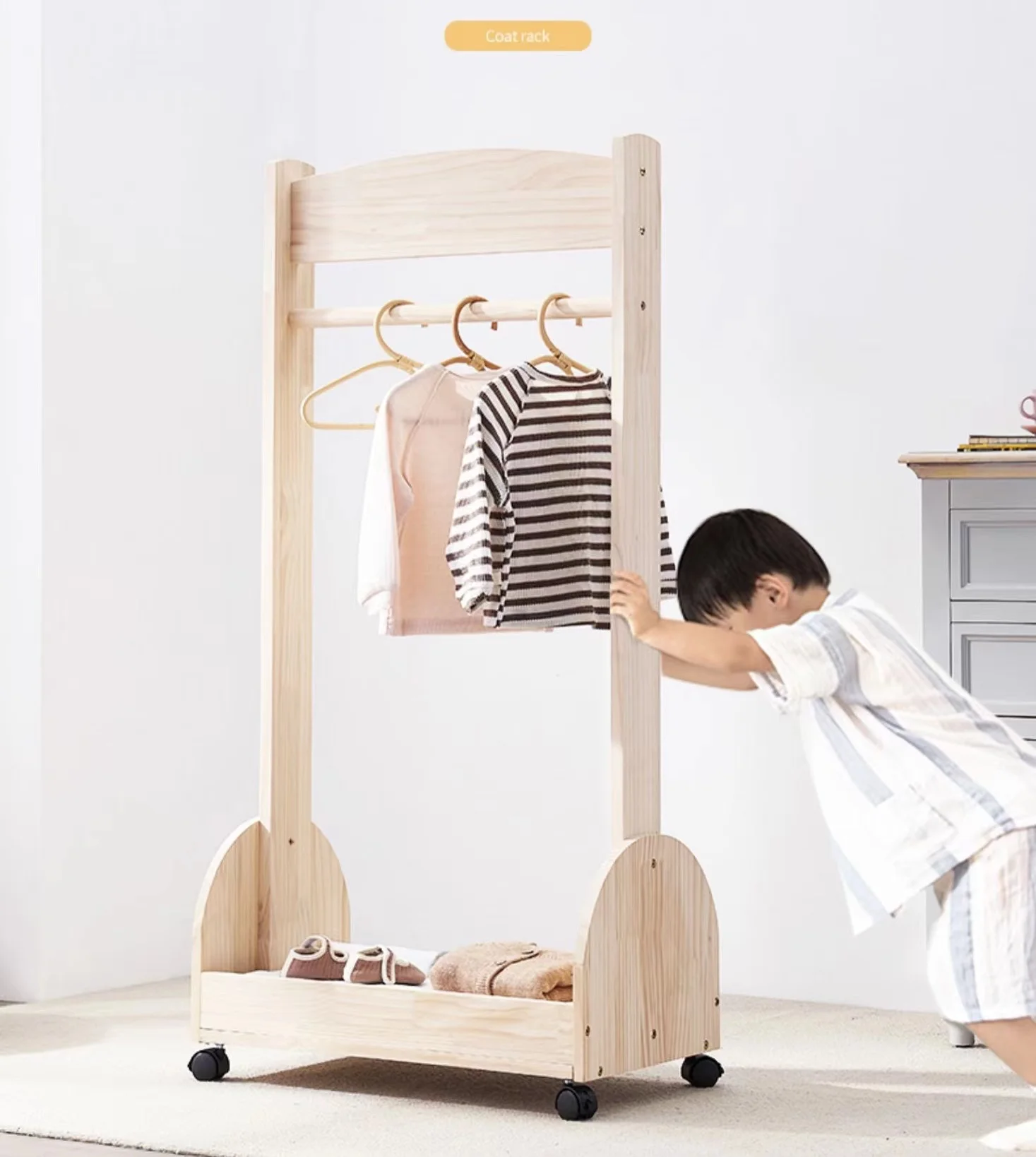 Hot Selling Pretty Children Clothing Store Display Furniture Wooden Wall Cabinet For Retail Kids Clothing Store Interior Design