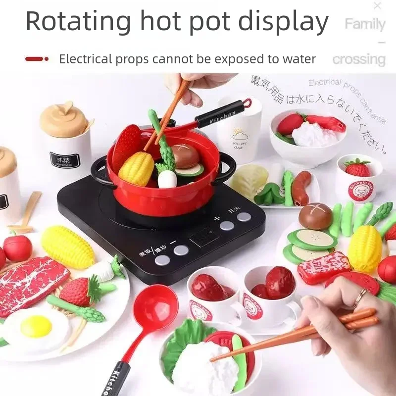 Kids Kitchen Toys Set Play Kitchen Accessories Kit with Play Pots Pans Pretend Food Cooking Toy Toddler Girls Boy Gift