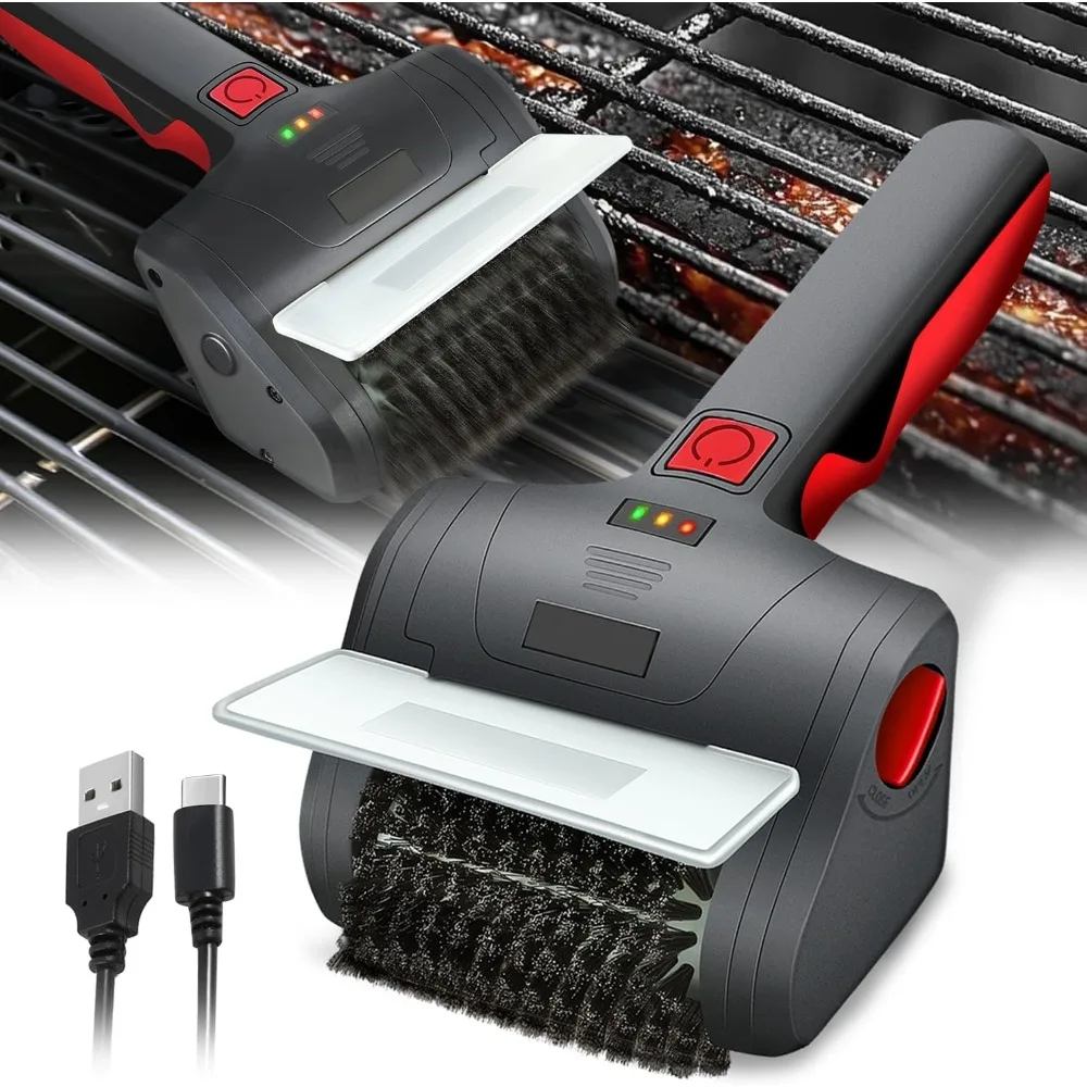 

Cordless Electric Grill Brush, 8V Power Rechargeable Grill Cleaning Scrub Brush