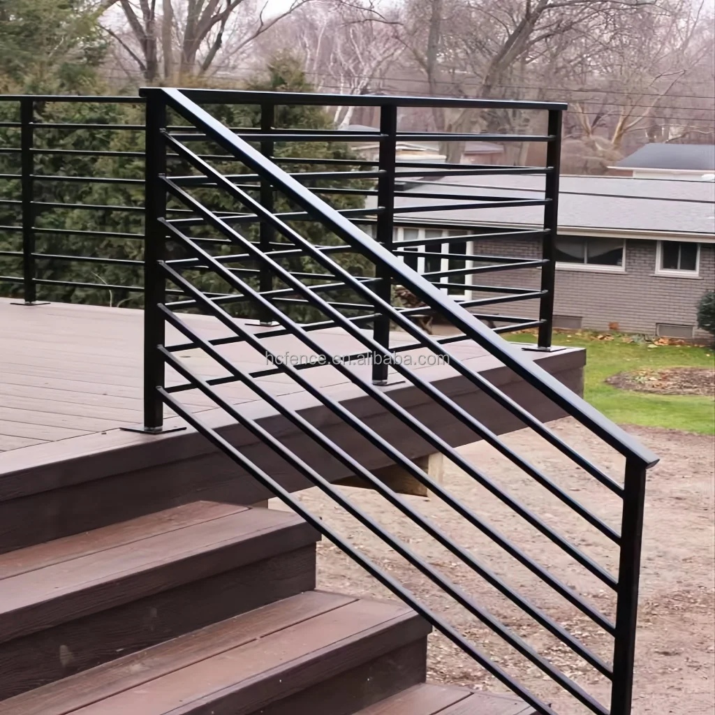 Customization Outdoor Metal Balustrades & Railing Systems-Galvanized Steel Zinc Steel Powder Coated Custom Balcony Stair