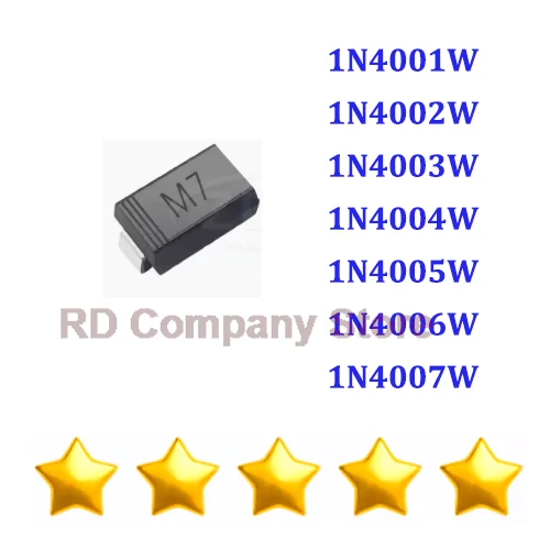 

100pcs SMD Diode 1N4001W 1N4002W 1N4003W 1N4004W 1N4005W 1N4006W 1N4007W SOD-123FL A1 A2 A3 A4 A5 A6 A7 SOD-123 1206