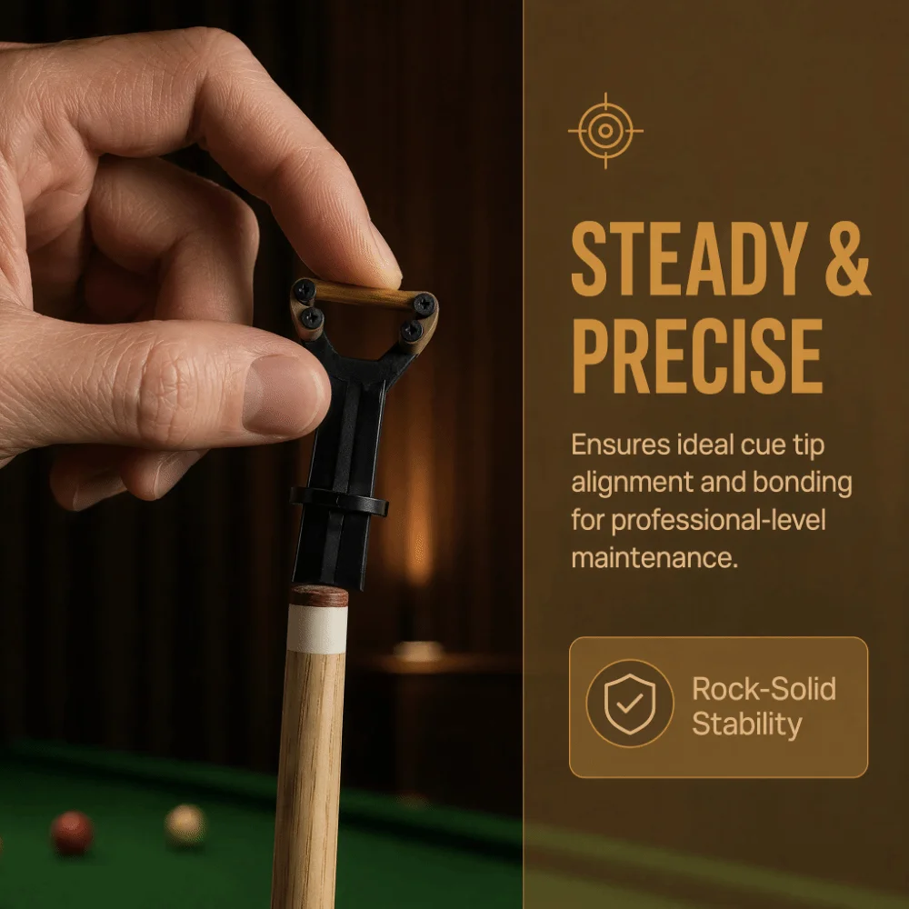 3PCS 3 Piece Set Cue Tip Clamp Cushioned Contact Pads Elastic Band Pool Cue Tip Clamp Compact Size Long Handle Grip