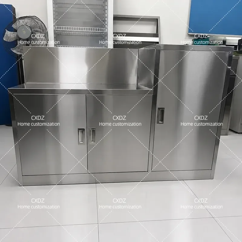 Stainless Steel Kitchen Cabinet Extra Thick Gas Stove Counter Multi Functional Storage Unit with LPG Tank Holder Movable