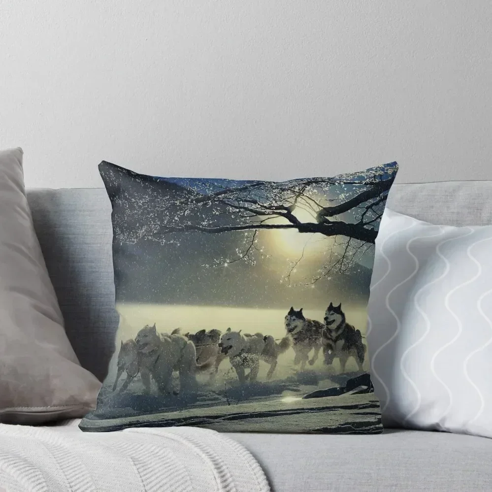

Husky Dogs Sled Winter Snow Throw Pillow Anime Pillow Case Christmas Cushions For Decorative Sofa luxury decor pillow