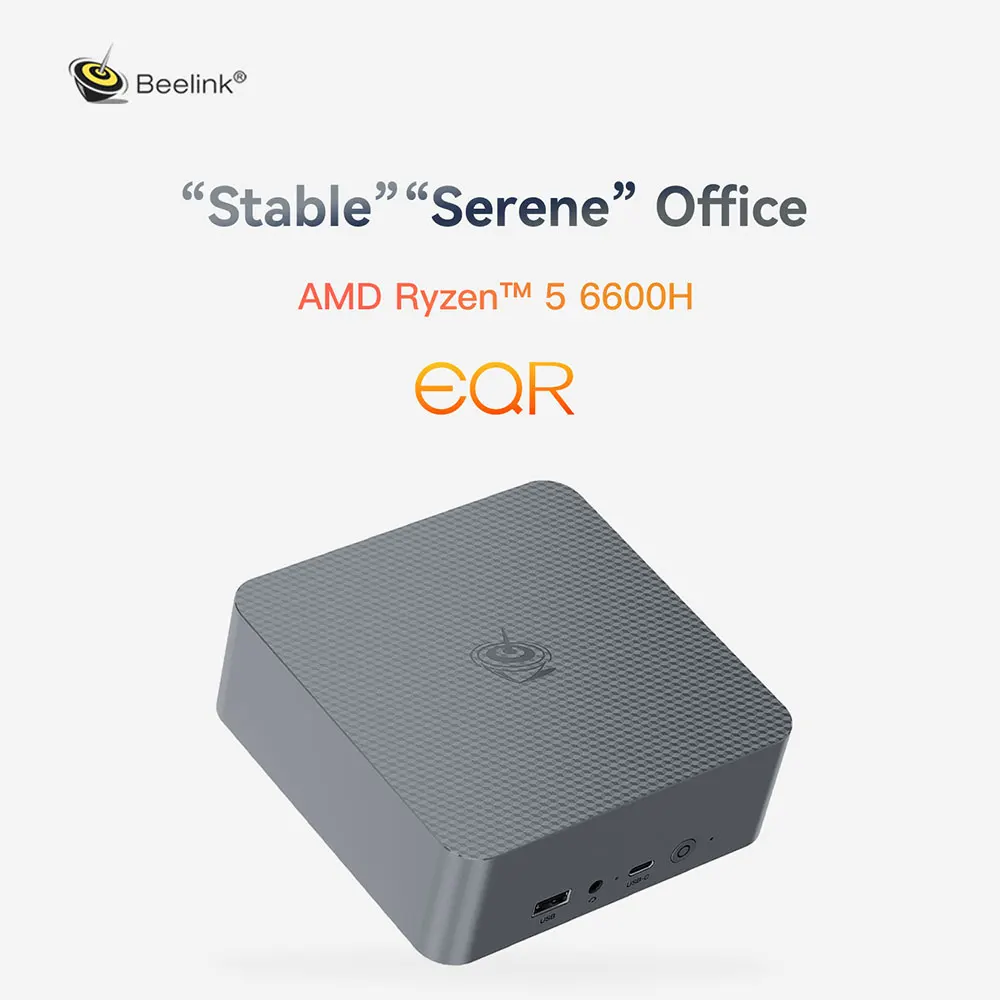 Beelink EQR6 6600H Mini PC AMD Ryzen 5 DDR5 16GB SSD 500GB PCIe4.0 Wifi6 4K BT LAN komputer Desktop