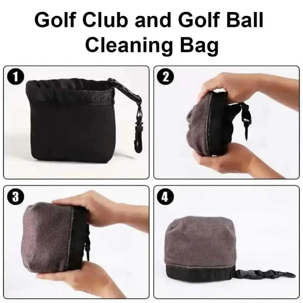 Portable Golf Club Cleaning Bag with Fabric Durable Golf Cleaning Bag Washable Water Resistant Golf Ball Wash Bag Outdoor Sport