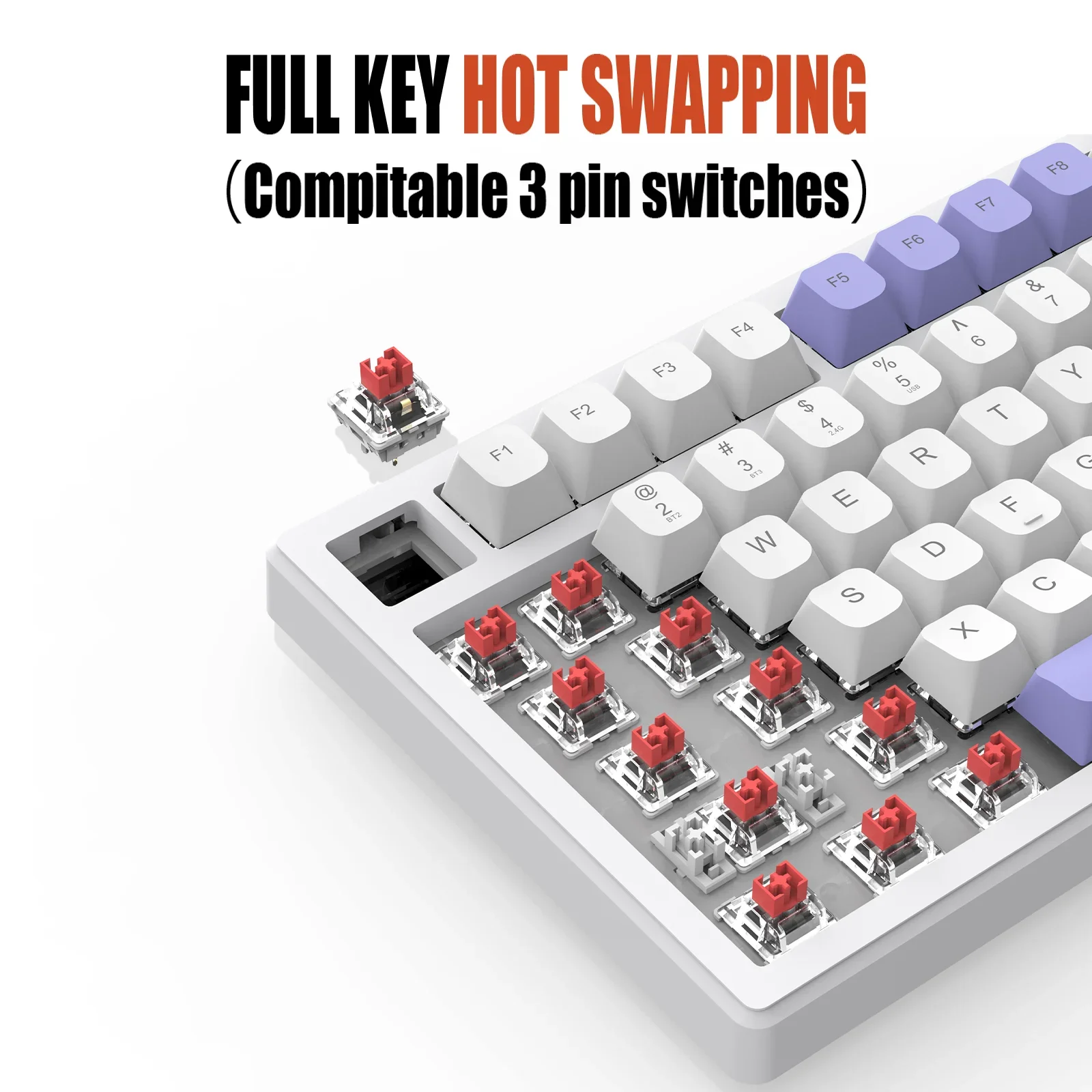 Imagem -04 - Kysona-teclado Mecânico sem Fio de Hidrogênio Recarregável Tri-modo Multimídia Kno Hot Swapping para pc Gamers Portáteis