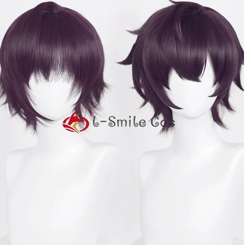 High Quality Vtuber Shoto Cosplay Wig Purple Black Short 30cm Heat Resistant Synthetic Hair Anime Halloween Party Wigs + Wig