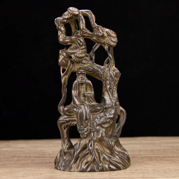 

Collection of old Dharma sitting pine Dharma home porch decoration ornaments, bronze statues, figure sculptures